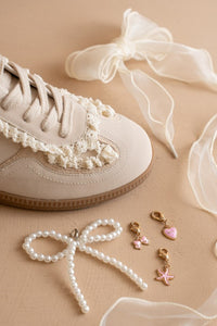 Cream Pearl Charm Sneakers