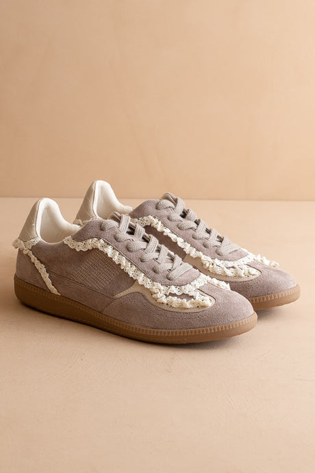 Dark Grey Pearl Charm Sneakers