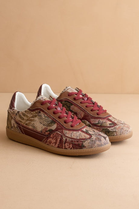 Mauve Tapestry Tapestry Lace Up Sneakers