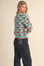Emerald Berry Multi Fuzzy Cherry Sweater