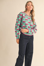 Emerald Berry Multi Fuzzy Cherry Sweater