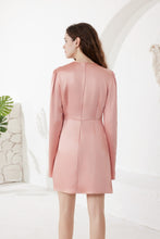 Rose Pink Satin Puff Sleeve Midi Dress