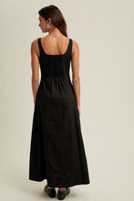 Black Cotton A-line Midi Dress