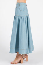 Light Denim Women Woven Solid Denim A-line Maxi Skirts
