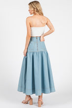 Light Denim Women Woven Solid Denim A-line Maxi Skirts
