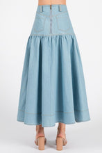 Light Denim Women Woven Solid Denim A-line Maxi Skirts