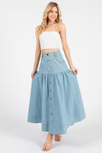 Light Denim Women Woven Solid Denim A-line Maxi Skirts