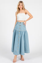 Light Denim Women Woven Solid Denim A-line Maxi Skirts