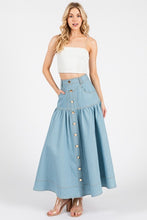 Light Denim Women Woven Solid Denim A-line Maxi Skirts