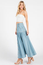 Light Denim Women Woven Solid Denim A-line Maxi Skirts