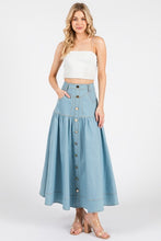 Light Denim Women Woven Solid Denim A-line Maxi Skirts