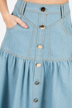 Light Denim Women Woven Solid Denim A-line Maxi Skirts