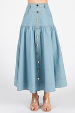 Light Denim Women Woven Solid Denim A-line Maxi Skirts