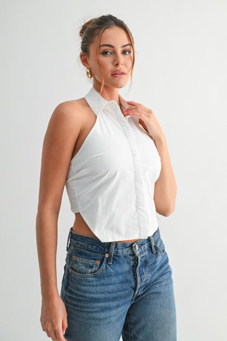 Off White Tied Up Halter Top
