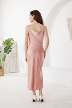 Rose Pink Silky Satin Long Dress