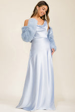 Light Blue Elegant Faux Fur Jacket