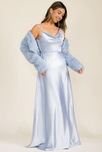 Light Blue Elegant Faux Fur Jacket