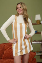 Camel Vertical Stripe Tank Mini Dress