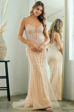 Gold Sleeveless Embellished Mermaid Dress
