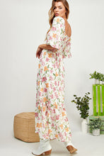 White Floral Barbie Flower Print Balloon Sleeve Tiered Dress