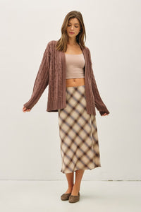 Choco Chunky Cable Knit Cardigan
