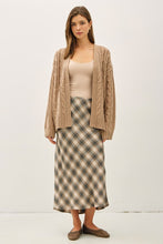 Taupe Chunky Cable Knit Cardigan