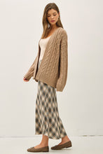 Taupe Chunky Cable Knit Cardigan
