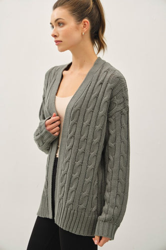 Spruce Chunky Cable Knit Cardigan