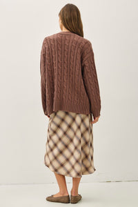 Choco Chunky Cable Knit Cardigan