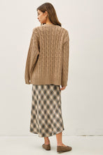 Taupe Chunky Cable Knit Cardigan