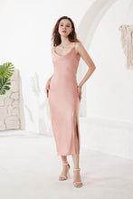 Rose Pink Silky Satin Long Dress