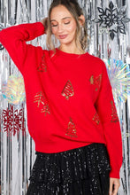 Red Gold Tree Sequin Accents Christmas Sweater