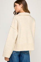 Beige Melange Polo Collar Soft Sweater