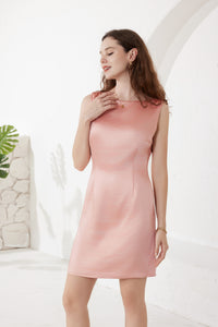 Rose Pink Satin Sleeveless Mini Dress