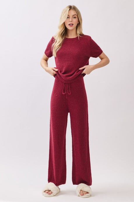 Burgundy Game Day Cozy Knit Sweater Set