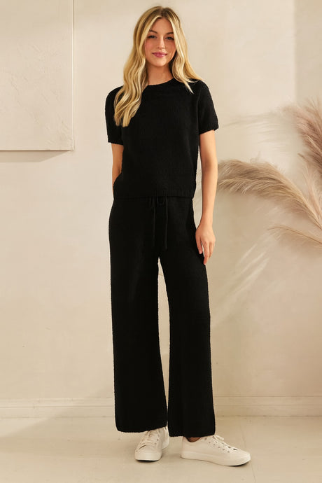 Black Game Day Cozy Knit Sweater Set