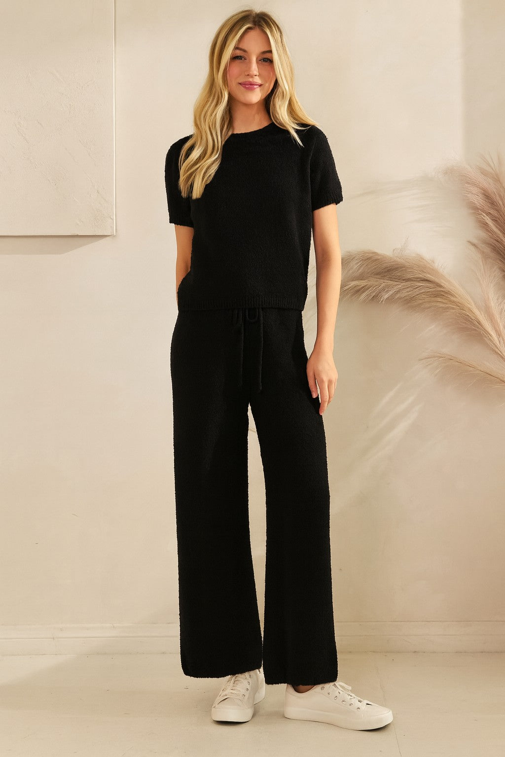 Black Game Day Cozy Knit Sweater Set