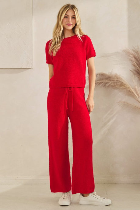 Red Game Day Cozy Knit Sweater Set