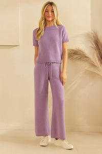 Purple Game Day Cozy Knit Sweater Set