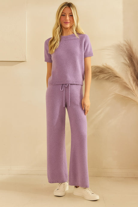Purple Game Day Cozy Knit Sweater Set