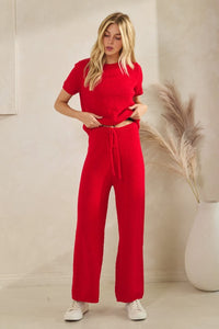 Red Game Day Cozy Knit Sweater Set