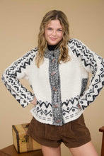 Oatmeal Tribal Pattern Toggle Button Knit Cardigan