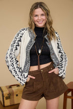 Oatmeal Tribal Pattern Toggle Button Knit Cardigan