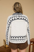 Oatmeal Tribal Pattern Toggle Button Knit Cardigan