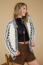 Oatmeal Tribal Pattern Toggle Button Knit Cardigan