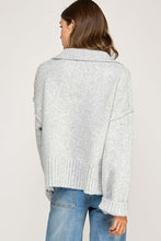 Grey Melange Polo Collar Soft Sweater