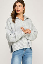 Grey Melange Polo Collar Soft Sweater