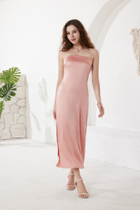 Rose Pink Strapless Maxi Dress