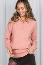 Blush Textured Half Zip Pull Over Sweater