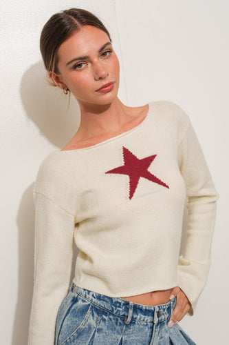 Ivory Aria Star Knit Top - Knitwear